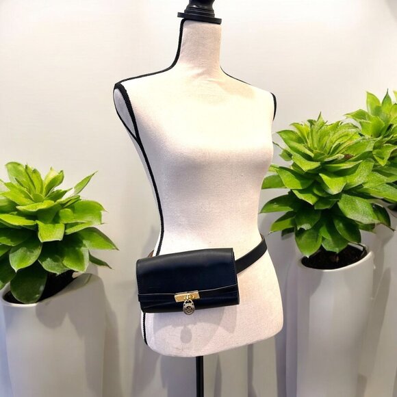 Michael Kors Handbags - Michael Kors Black Leather Belt Bag S/M Fanny Pack Hands free travel purse handb